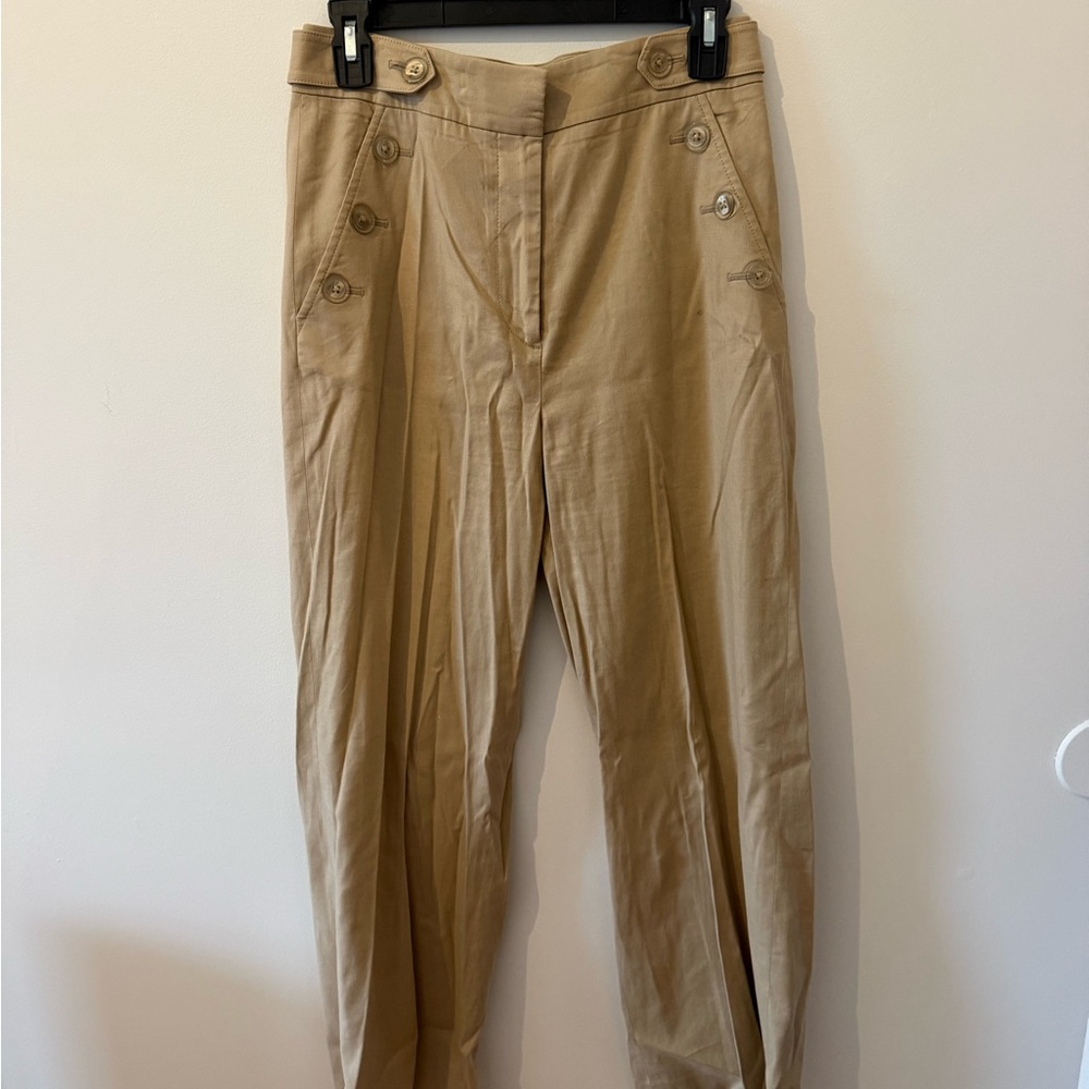 Veronica Beard Tan High-Waist Sailor Trousers